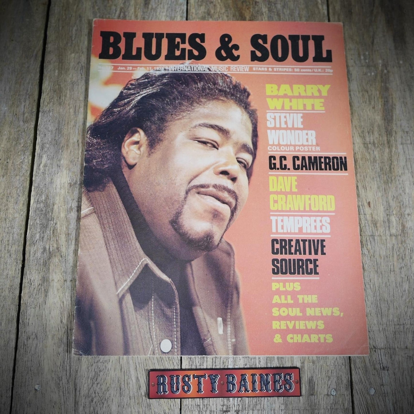 Vintage Magazine Back Issue, Blue & Soul #127 January 1974, Barry White, Stevie Wonder, G C Cameron