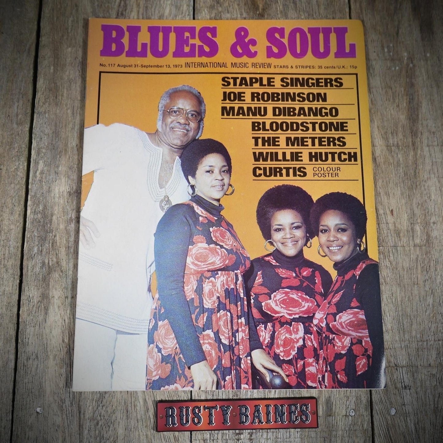 Vintage Magazine Back Issue, Blue & Soul #117 August-Sept 1973, Staple Singers, Joe Robinson, Bloodstone, Curtis Mayfield