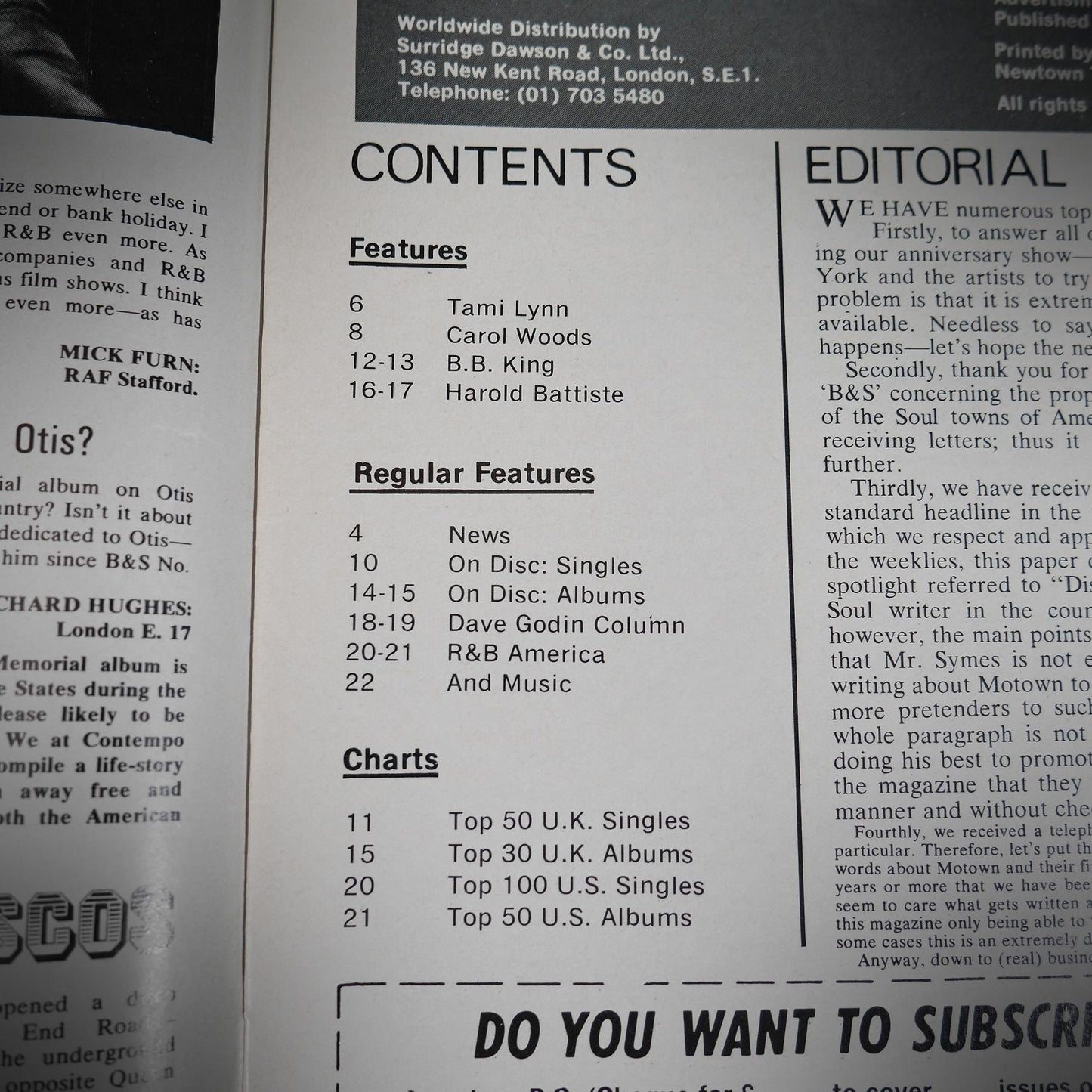 Vintage Magazine Back Issue, Blue & Soul #62 June 1971, Tami Lynn, BB King, Carol Woods