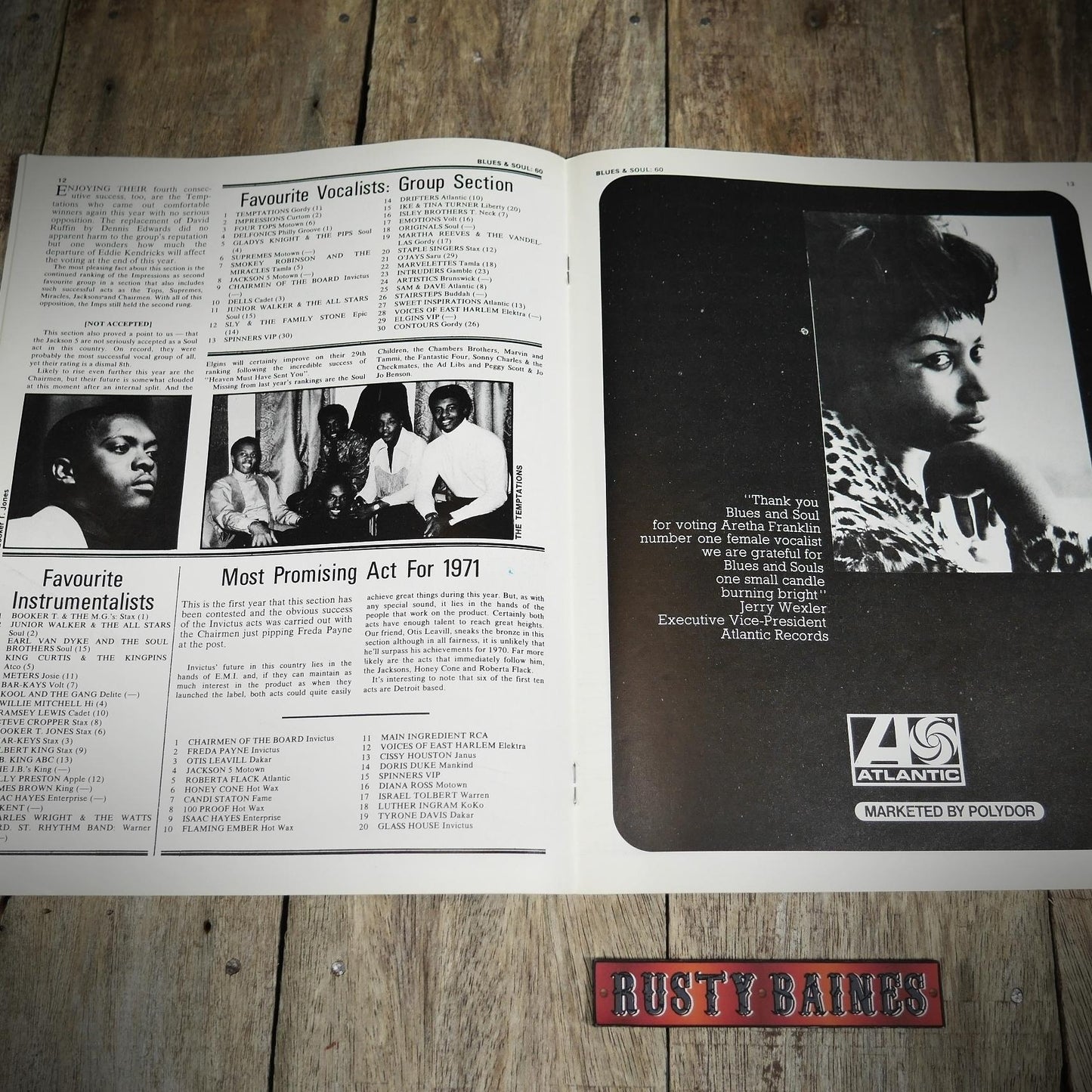 Vintage Magazine Back Issue, Blue & Soul #60 May 1971, 1970 Poll Results