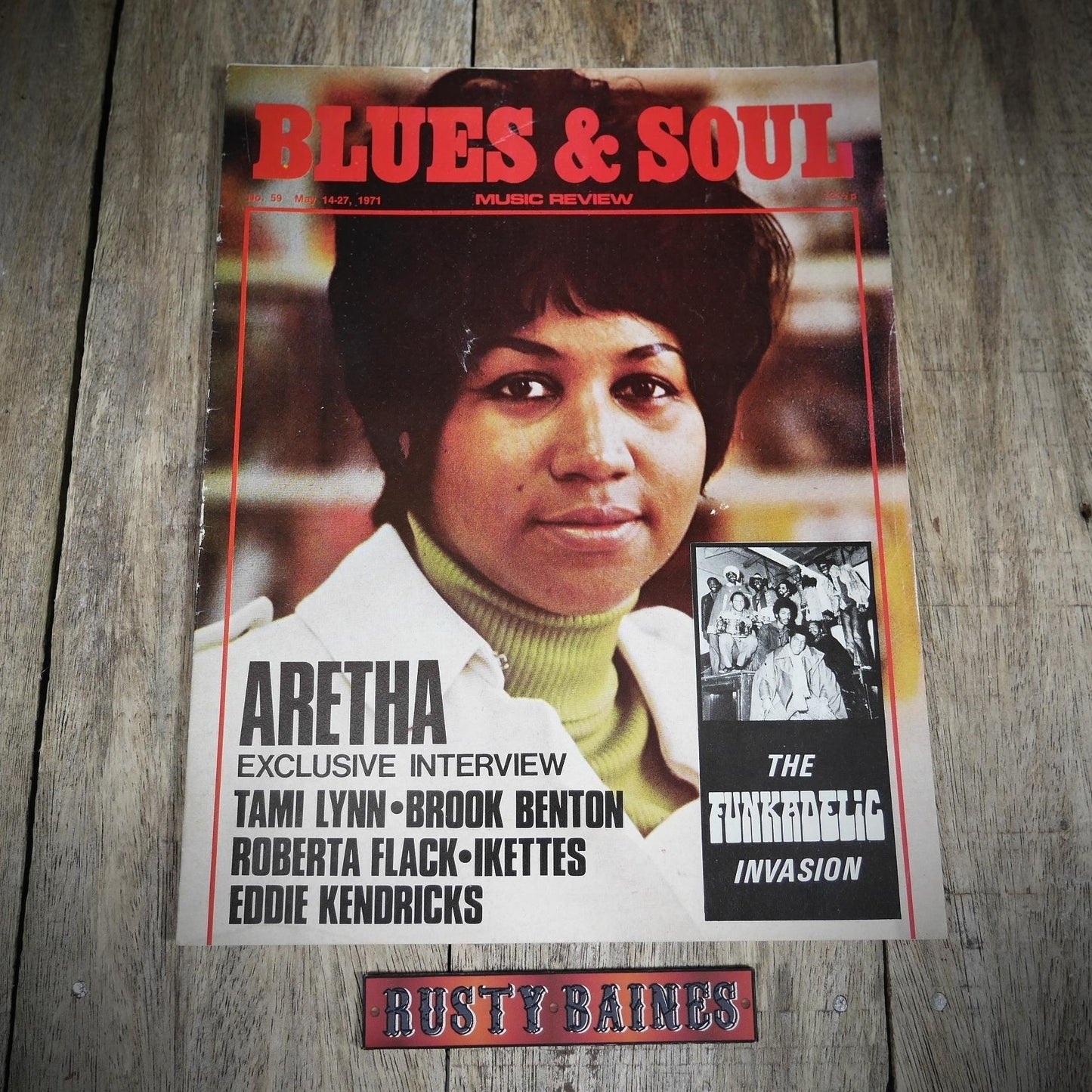 Vintage Magazine Back Issue, Blue & Soul #59 May 1971, Aretha Franklin, Roberta Flack, Ikettes, Eddie Kendricks