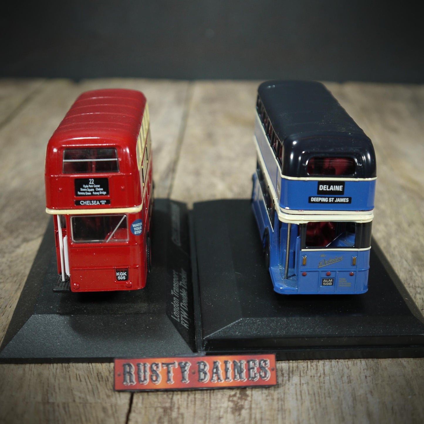 Pair of 1/76 Scale Double Decker Buses, Oxford/Atlas, Delaine, Chelsea