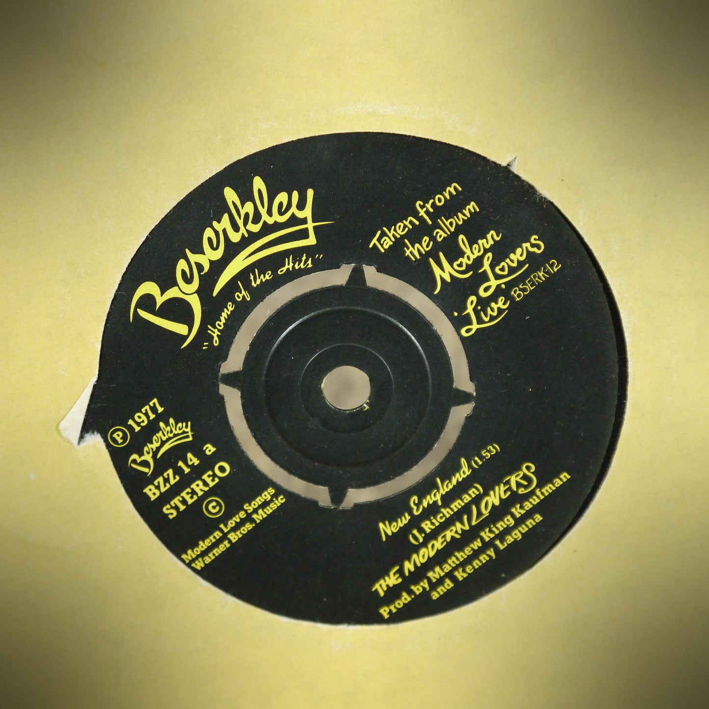 Record 7" Single, Jonathan Richman & The Modern Lovers- New England