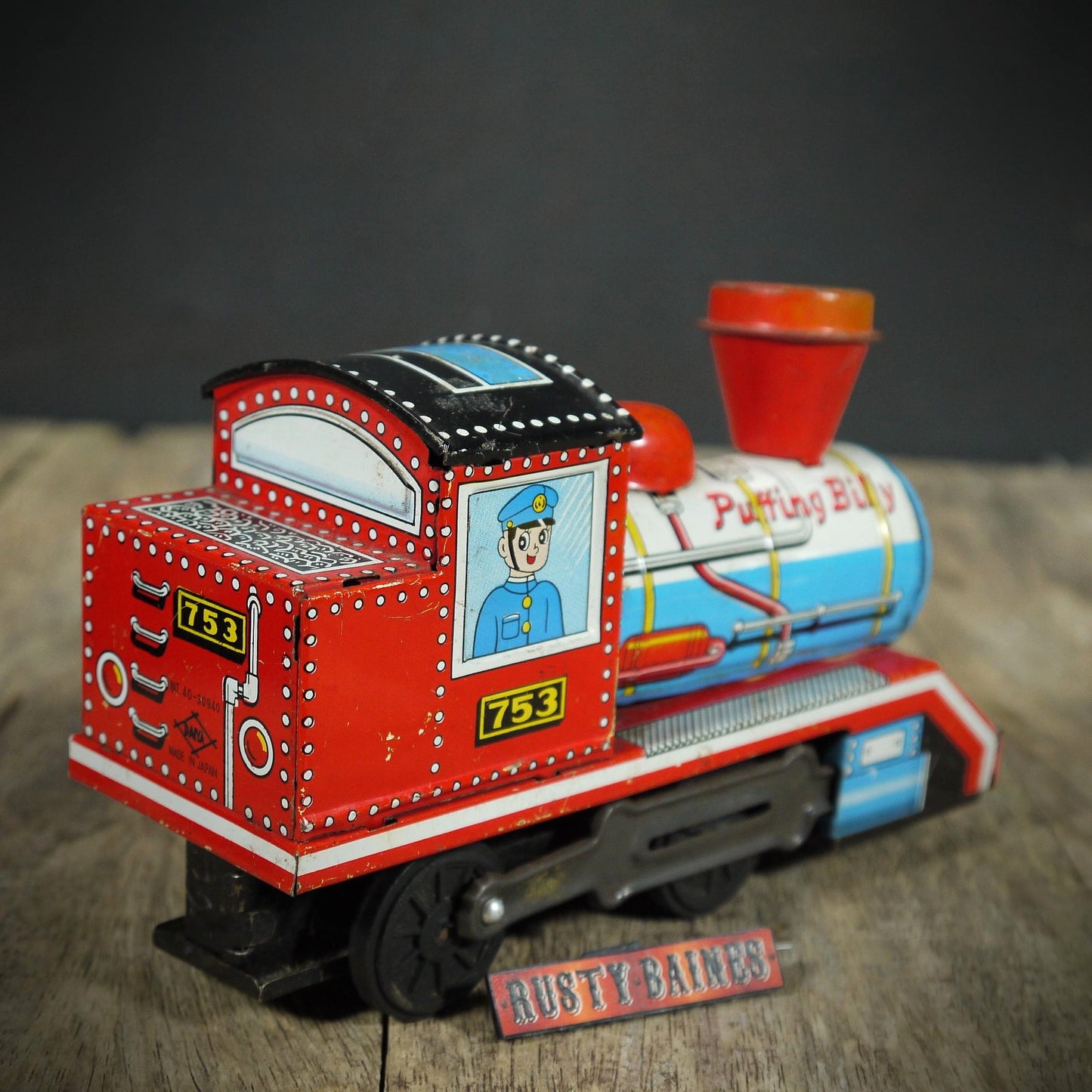 Bundle of Vintage Tinplate Toys, Japanese Puffing Billy Steam Train, Bus & Airport Jeep