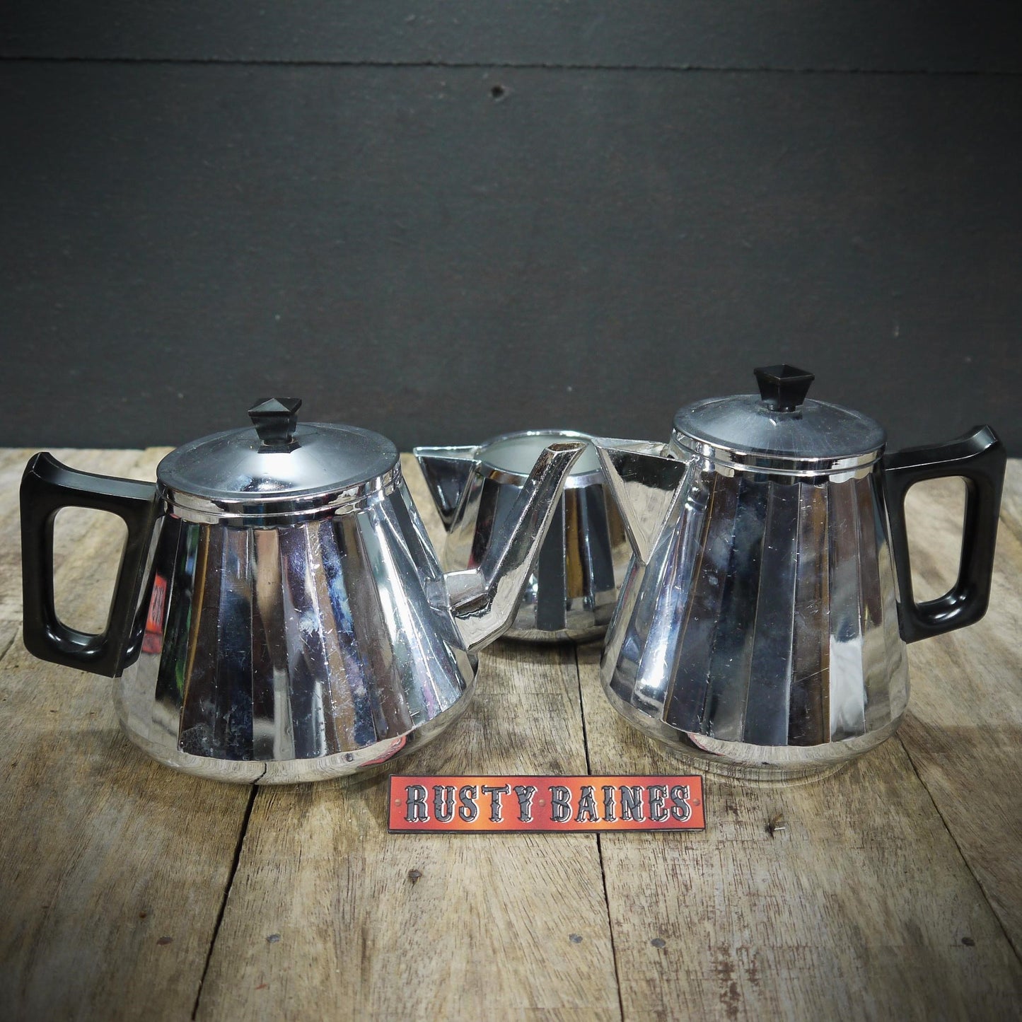 Vintage Swan Brand Lightweight Chrome Teapot, Tea-Set, Made in England
