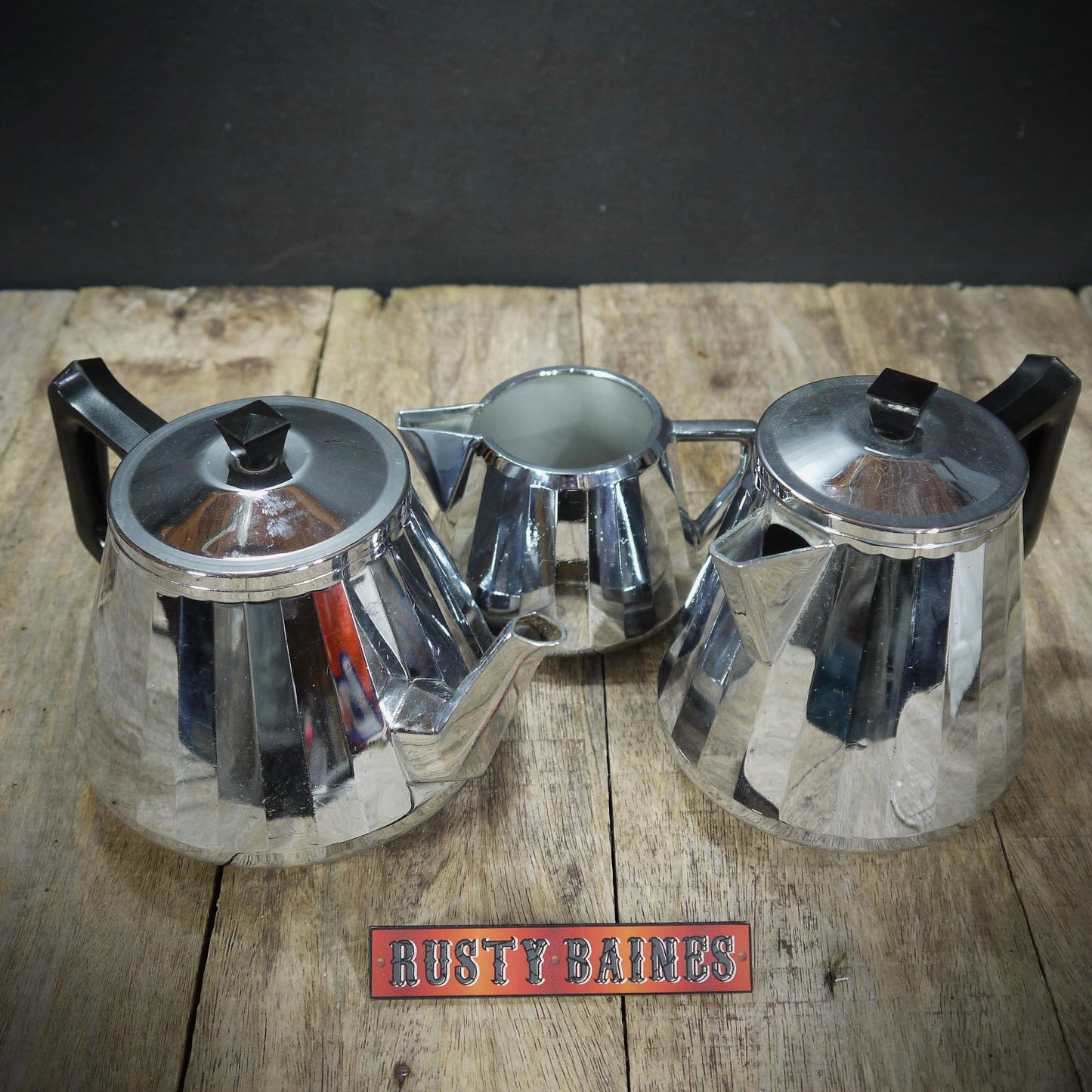 Vintage Swan Brand Lightweight Chrome Teapot, Tea-Set, Made in England