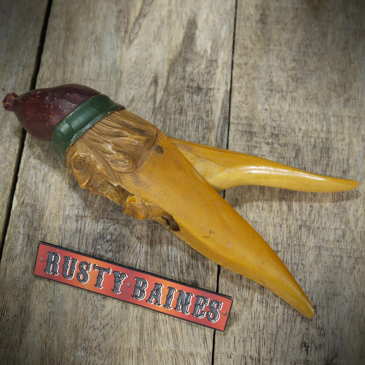 Hardwood Vintage Nutcrackers, Black Forest, Gurning Funny Face