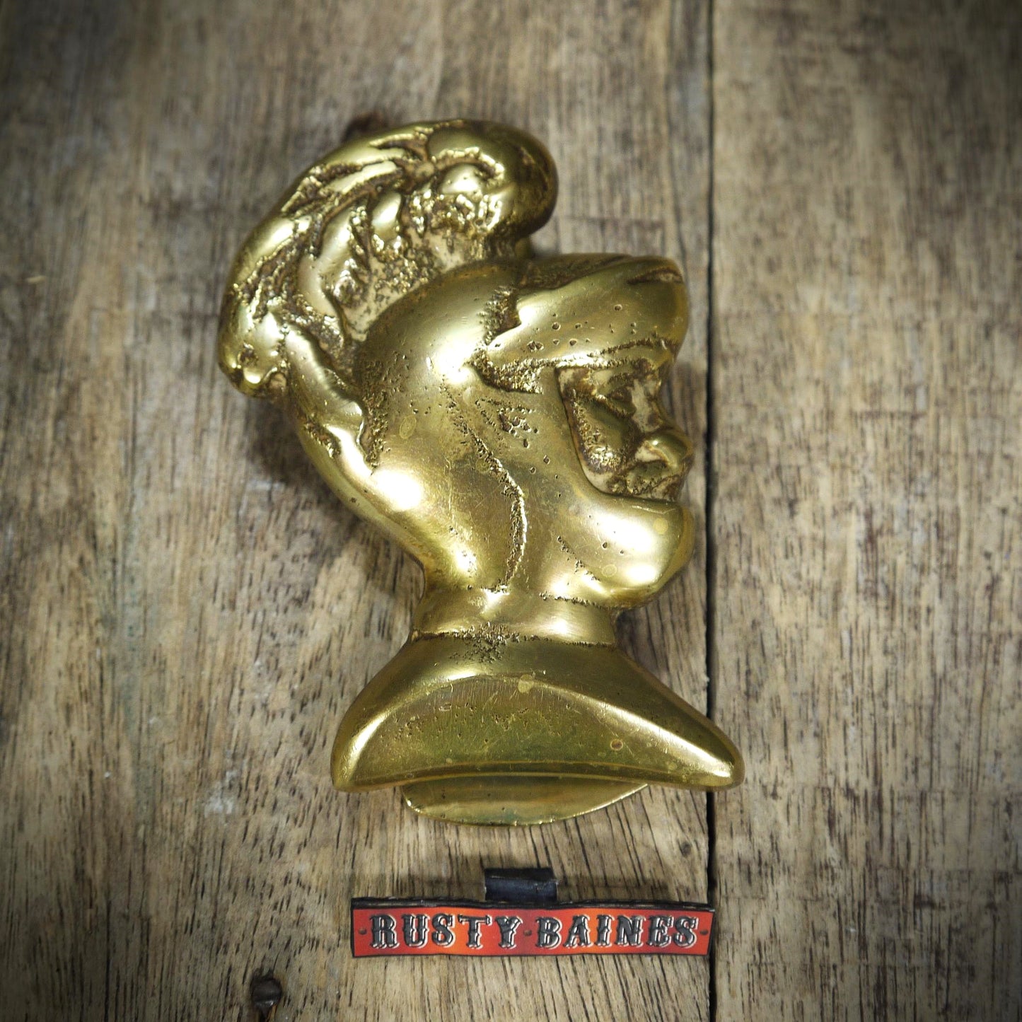 Vintage Brass Door Knocker in the Form of a Warrior, Knight