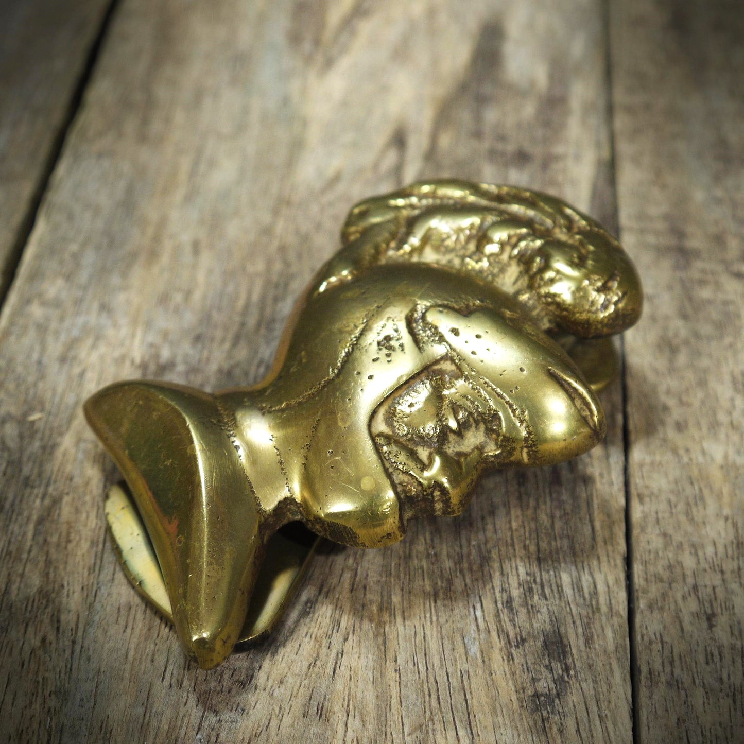 Vintage Brass Door Knocker in the Form of a Warrior, Knight