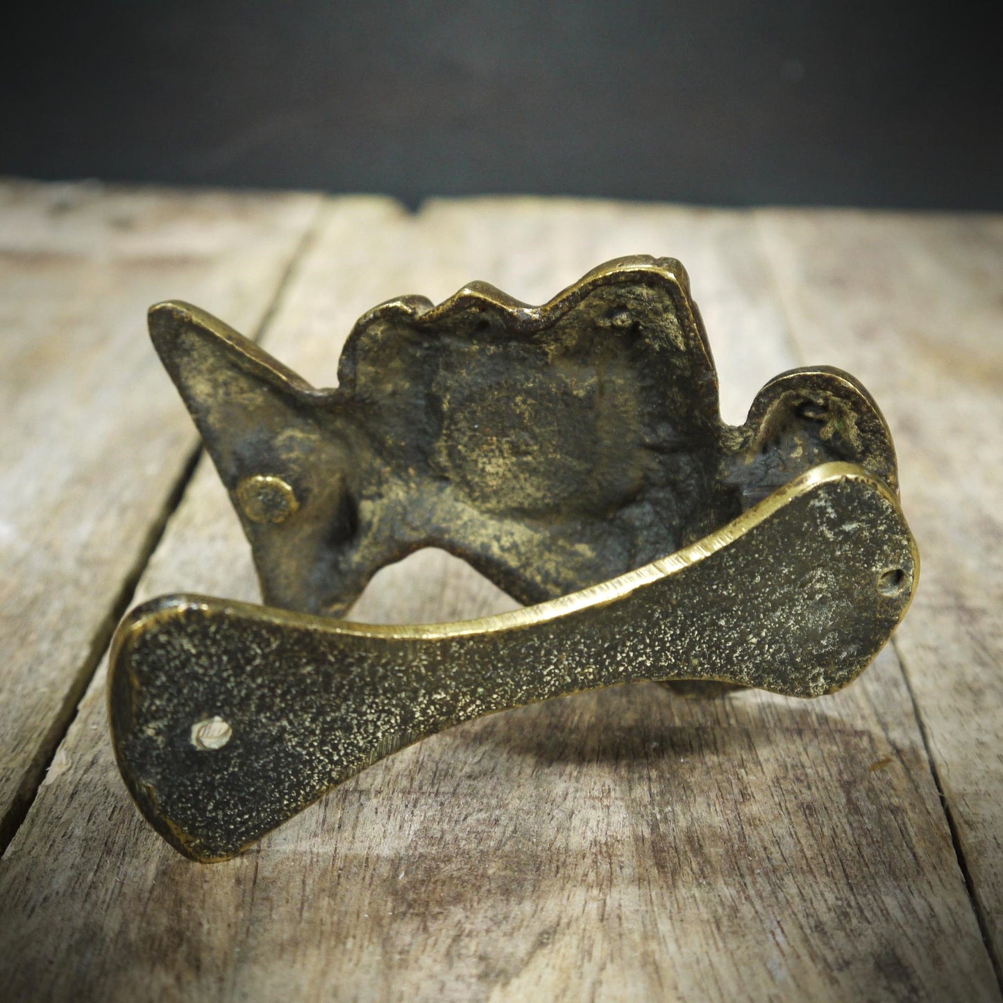Vintage Brass Door Knocker in the Form of a Warrior, Knight