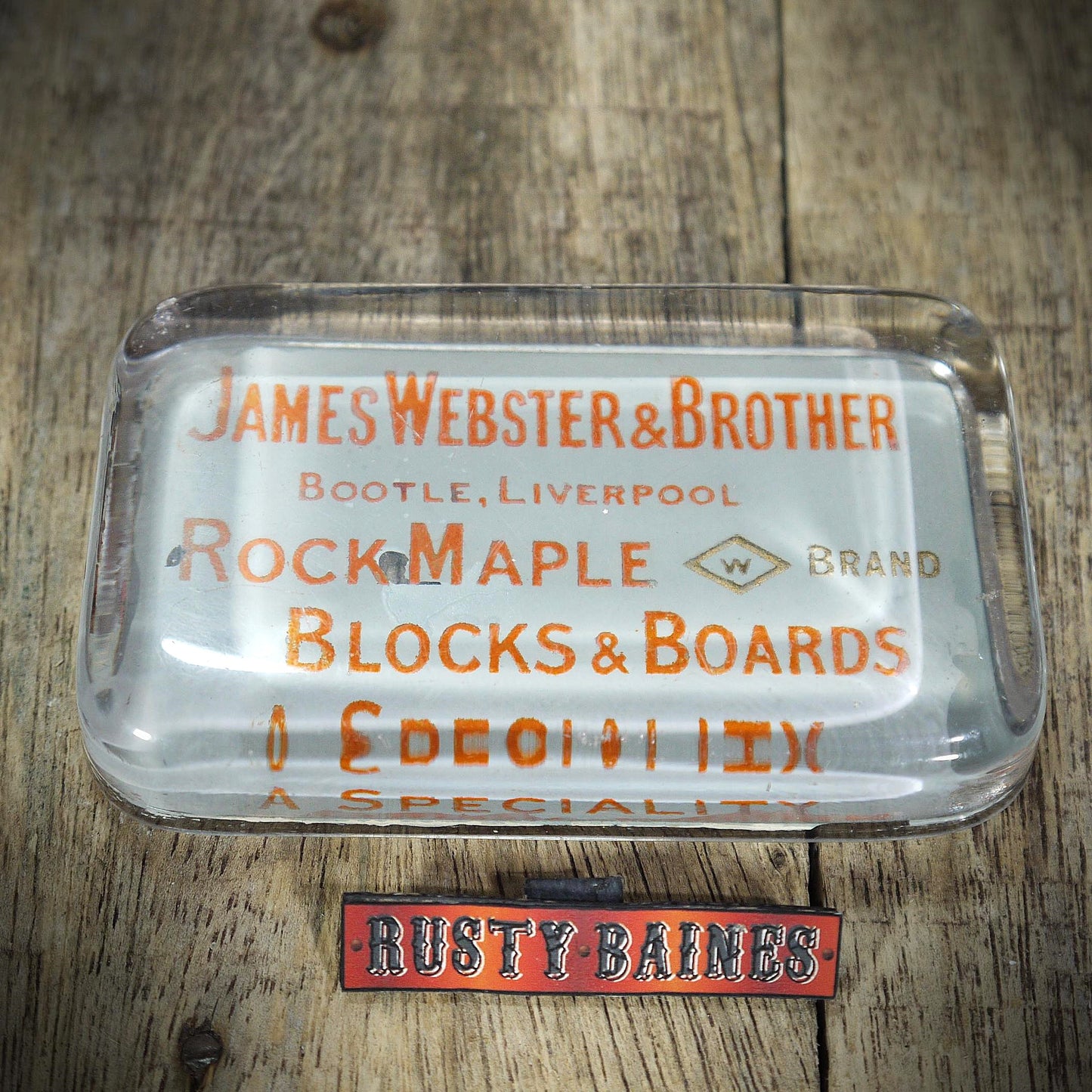 Vintage Glass Advertising Paperweight, James Webster of Bootle Liverpool