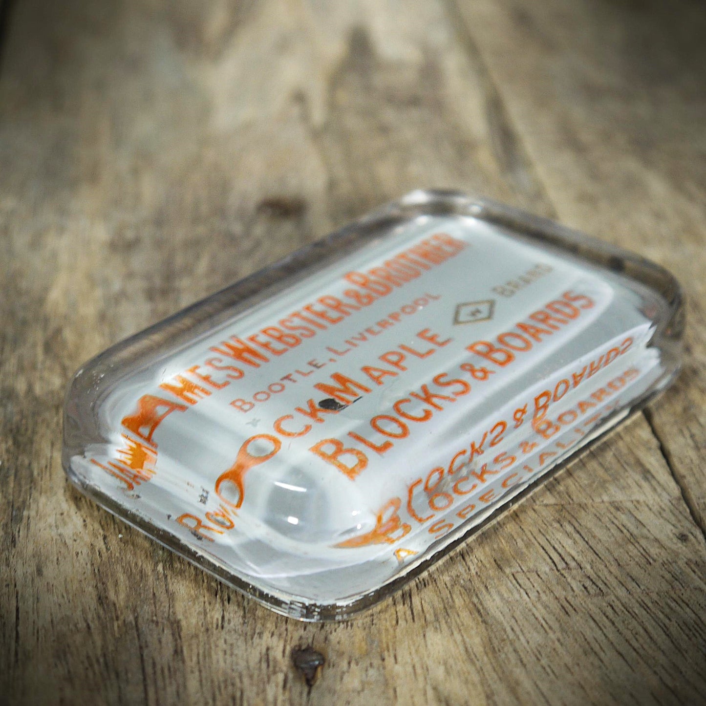 Vintage Glass Advertising Paperweight, James Webster of Bootle Liverpool