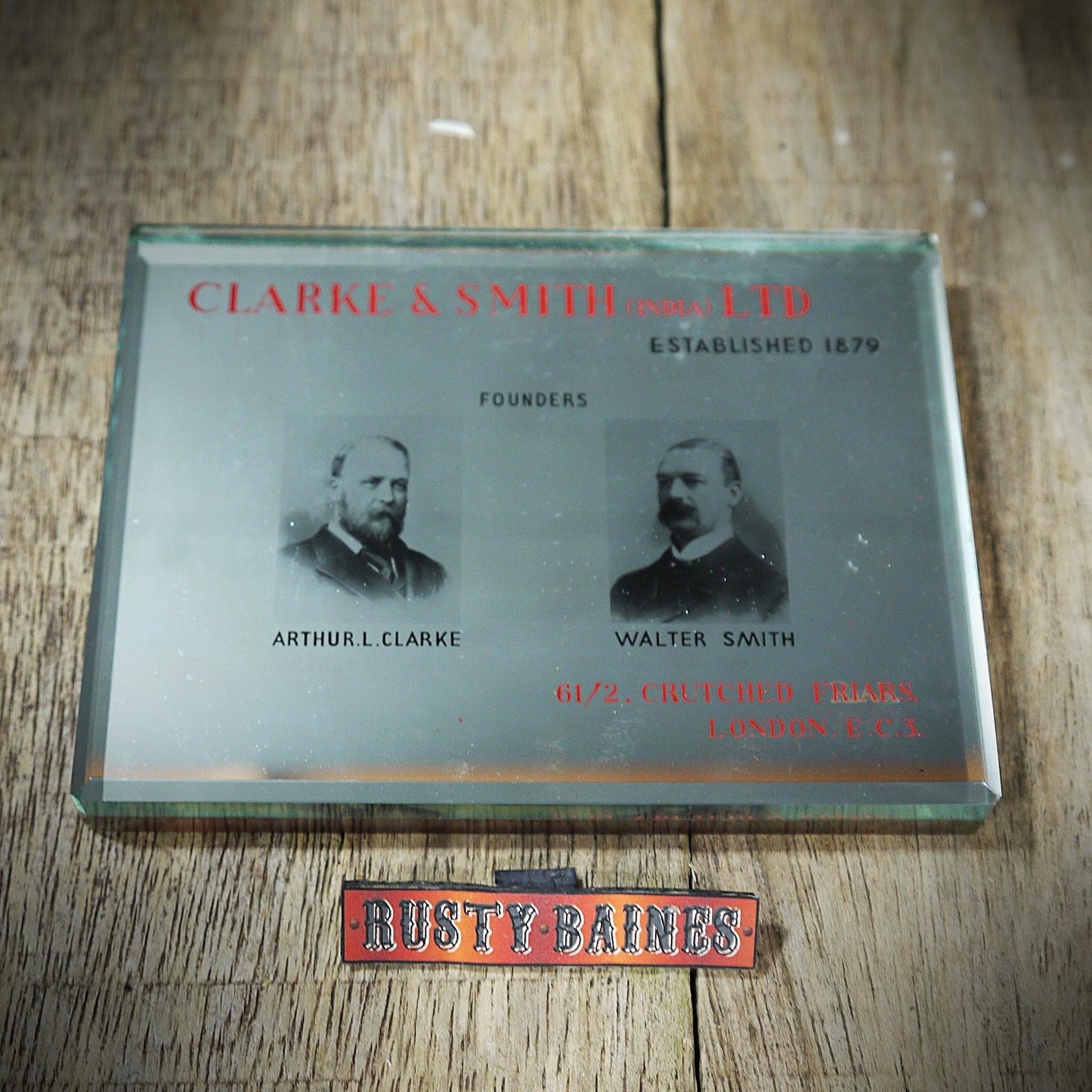 Vintage Glass Advertising Paperweight, Clarke & Smith (India) LTD London