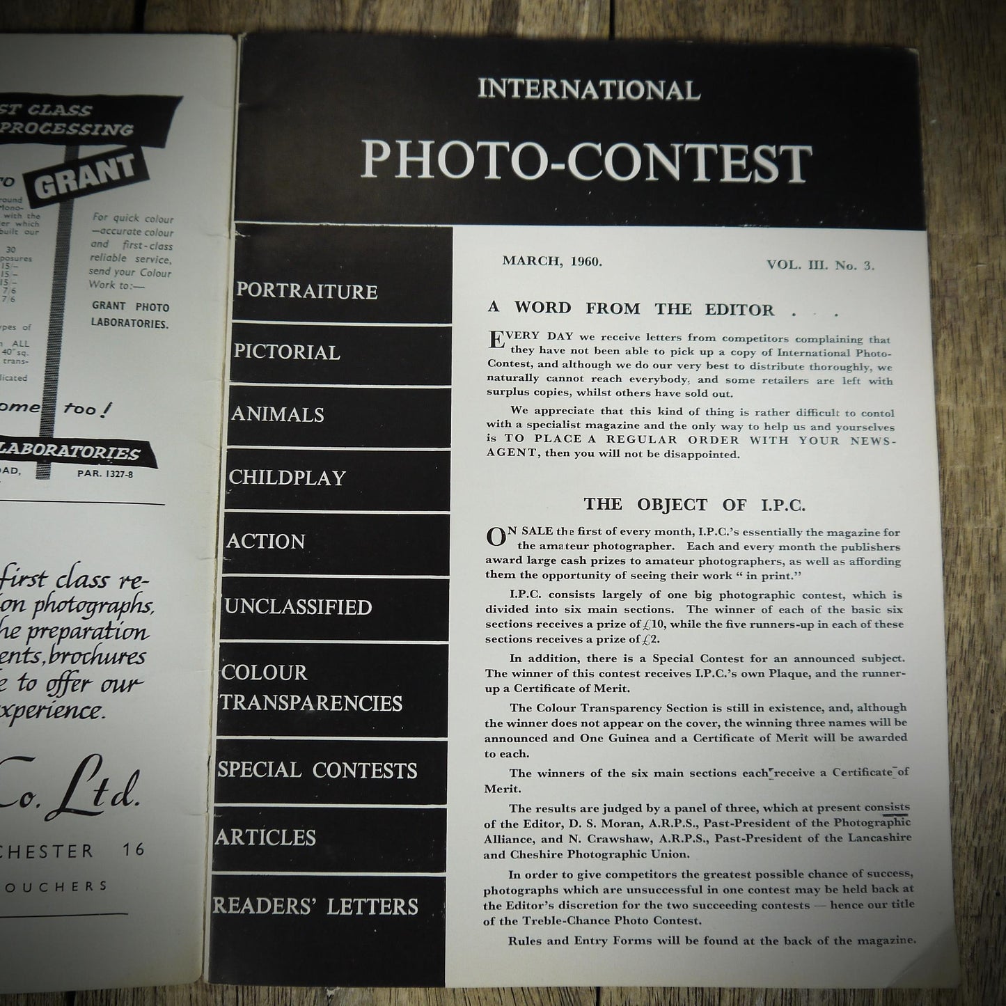 Vintage Magazine, Photo Contest March 1960, Portraits, Wildlife, Travel, Glamour, Children Etc.