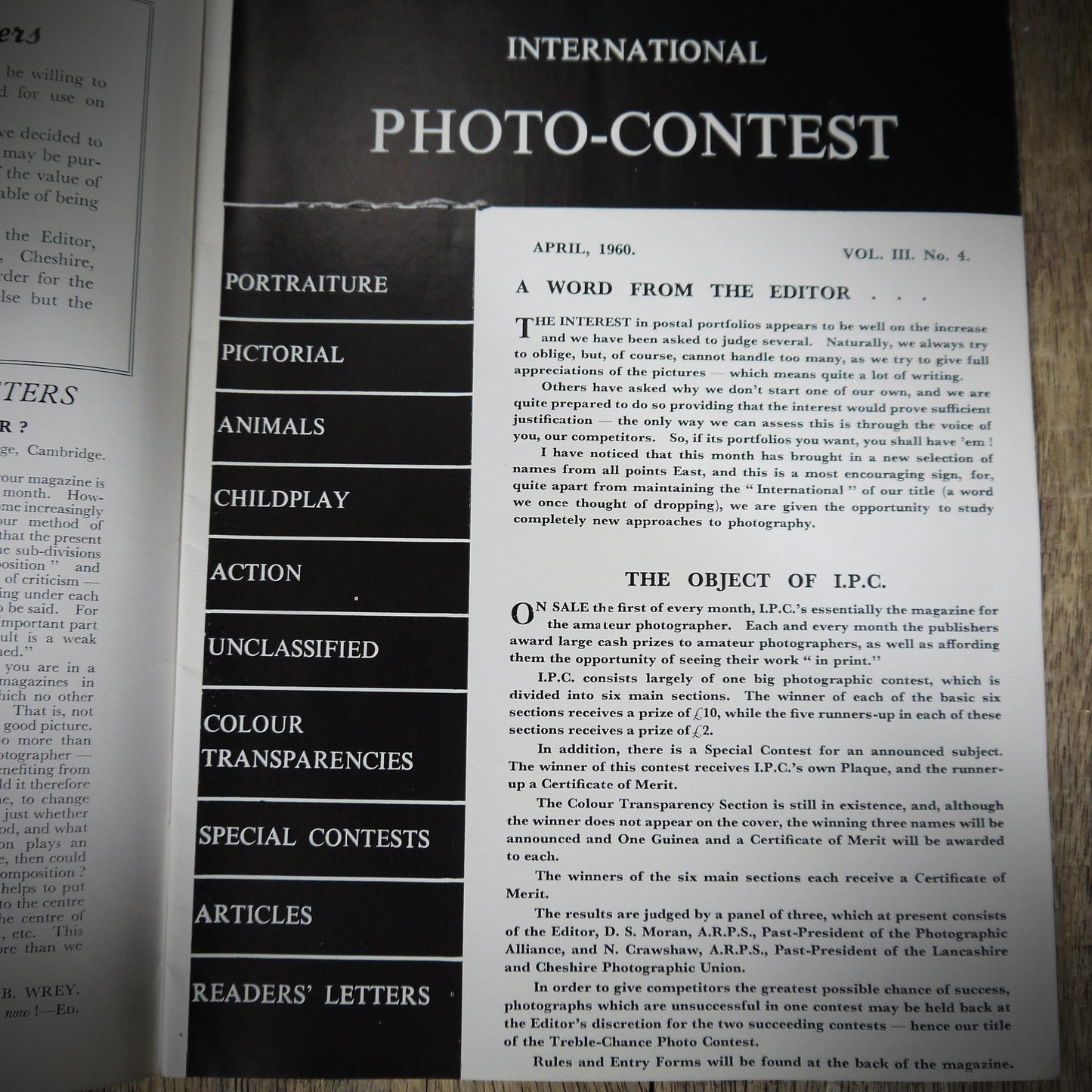Vintage Magazine, Photo Contest April 1960, Portraits, Wildlife, Travel, Glamour, Children Etc.