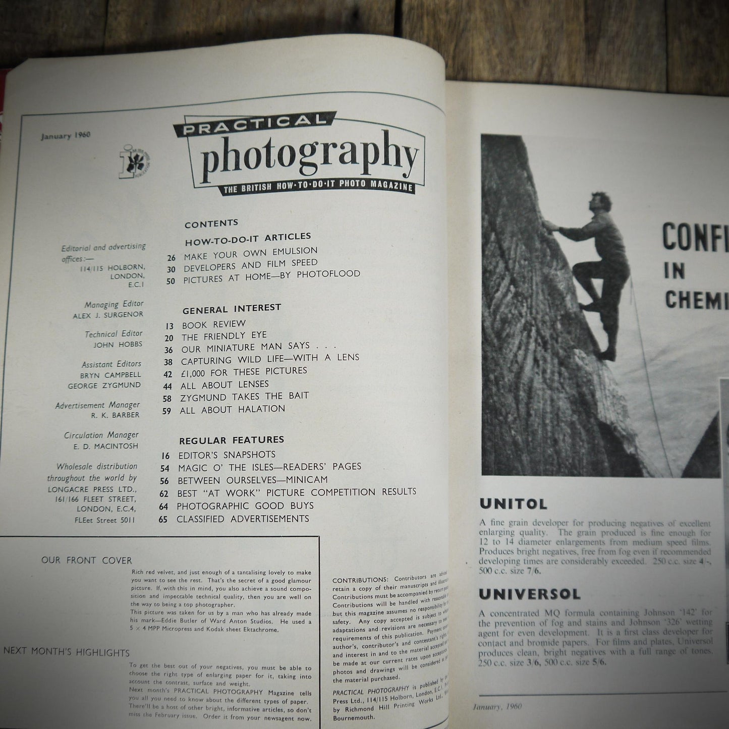 Vintage Magazine, Practical Photography January 1960, Portraits