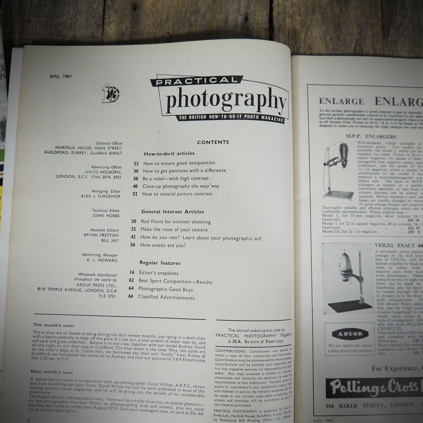 Vintage Magazine, Practical Photography July 1961, Portraits