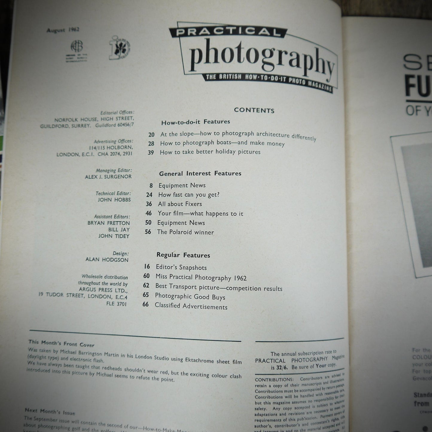 Vintage Magazine, Practical Photography August 1962, Boats Holiday Photo's