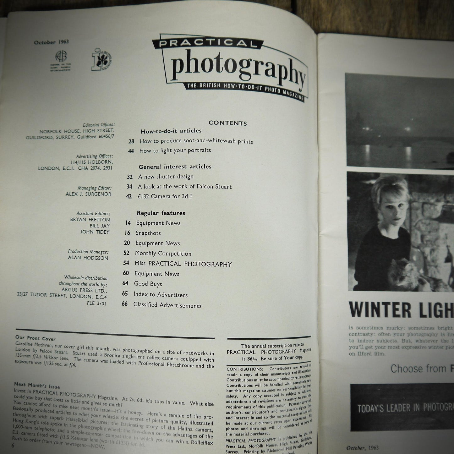 Vintage Magazine, Practical Photography October 1963, Falcon Stuart