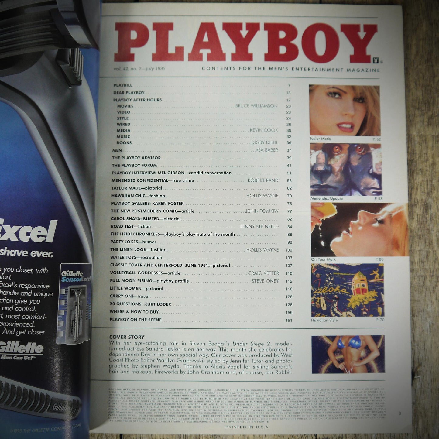 Playboy July 1995, Sandra Taylor, Mel Gibson, Heidi Mark, Carol Shaya,