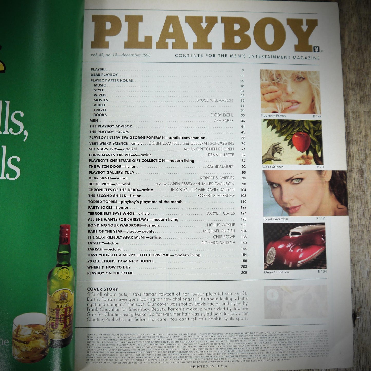 Playboy December 1995, Samantha Torres, Bettie Page, George Foreman, Farrah Fawcett