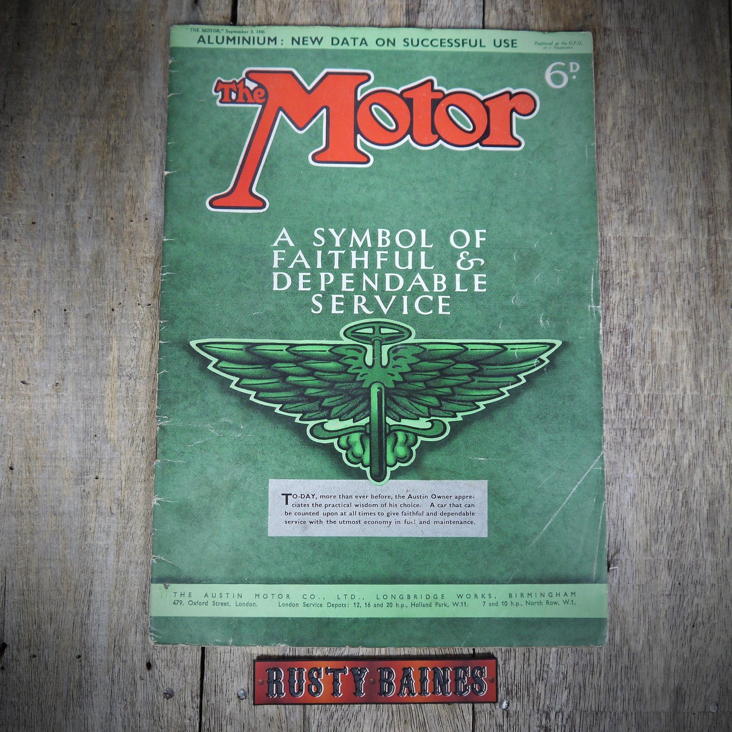 The Motor Magazine September 3rd 1941, Aluminium Cars, WW2 Issue