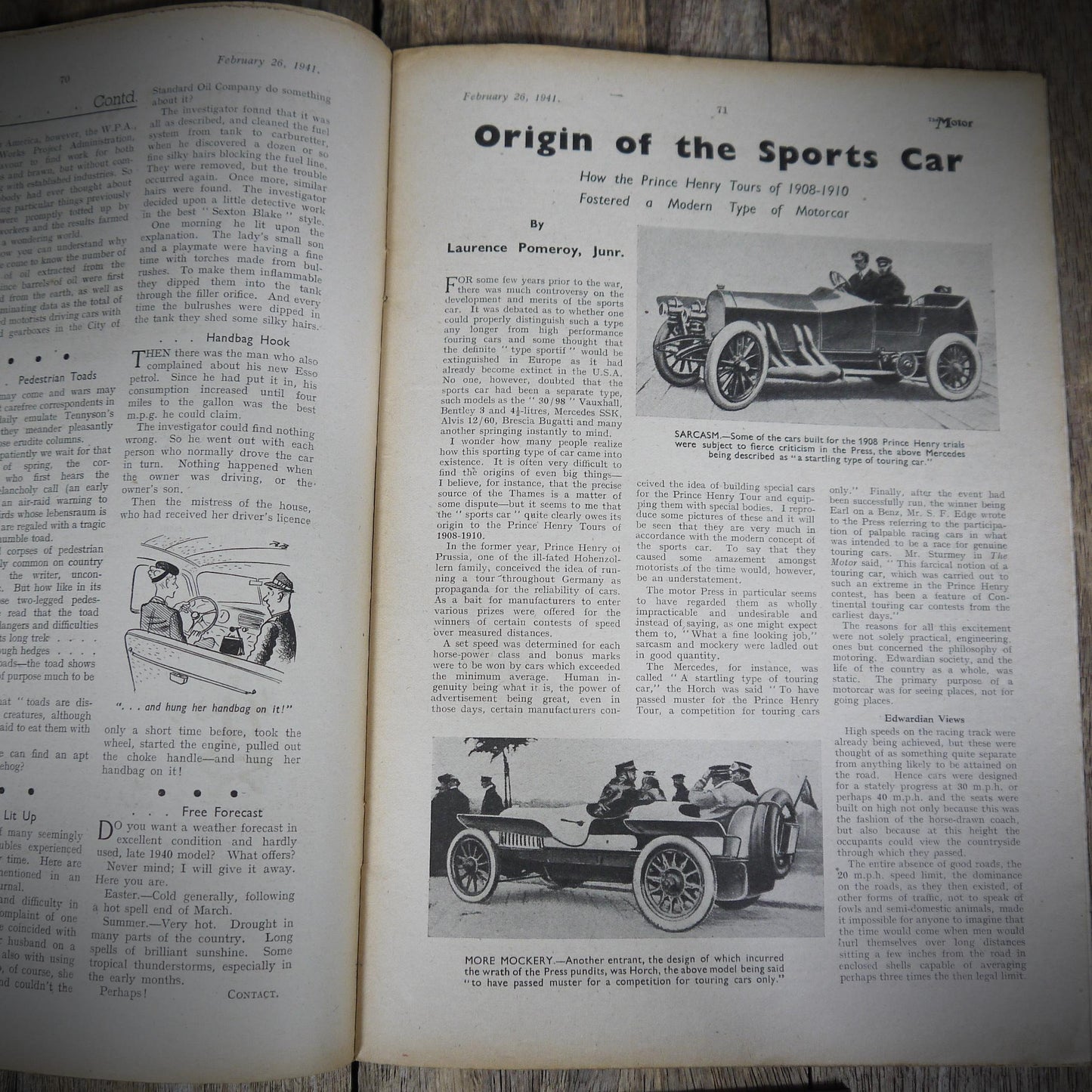 The Motor Magazine February 26th 1941, Early Sports Cars, Road Planning, WW2 Issue