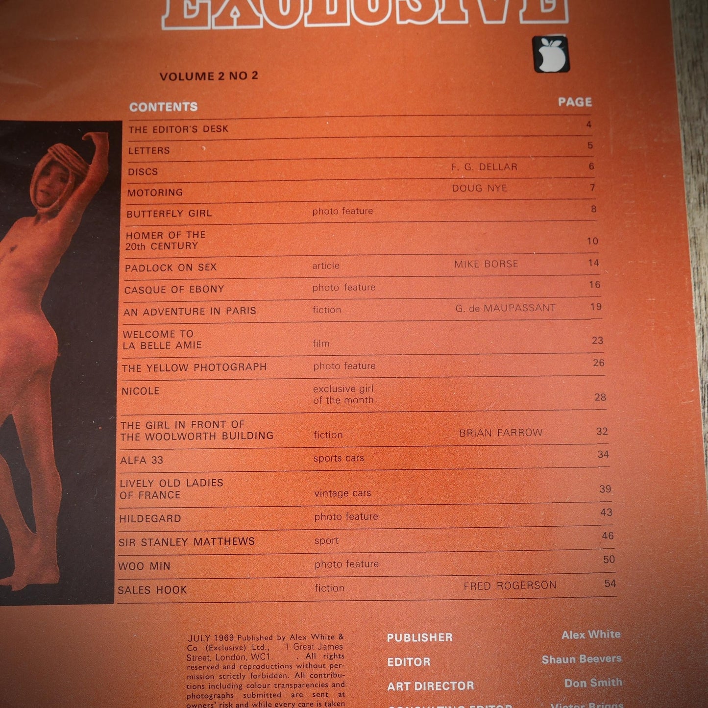 Back Issue Magazine, Exclusive, UK, Men's Vintage Glamour/Pin-Up/Stanley Matthews/Robert Capa Photography, July 1969