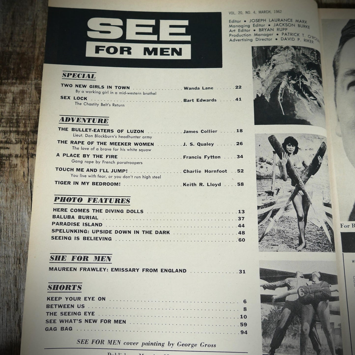 Back Issue Magazine, See for Men, Men's Pulp, U.S. Vintage Glamour/Pin-Up/Adventure Stories, March 1962