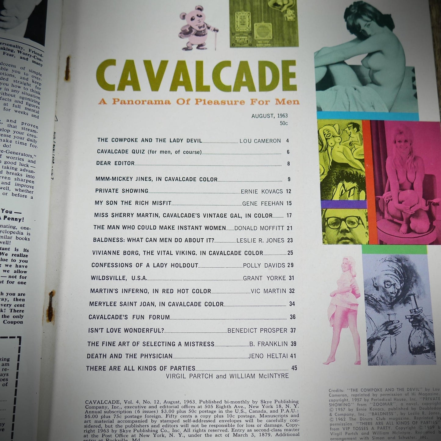 Back Issue Magazine, Cavlacade, Men's, U.S. Vintage Glamour/Pin-Up/Stories, August 1963