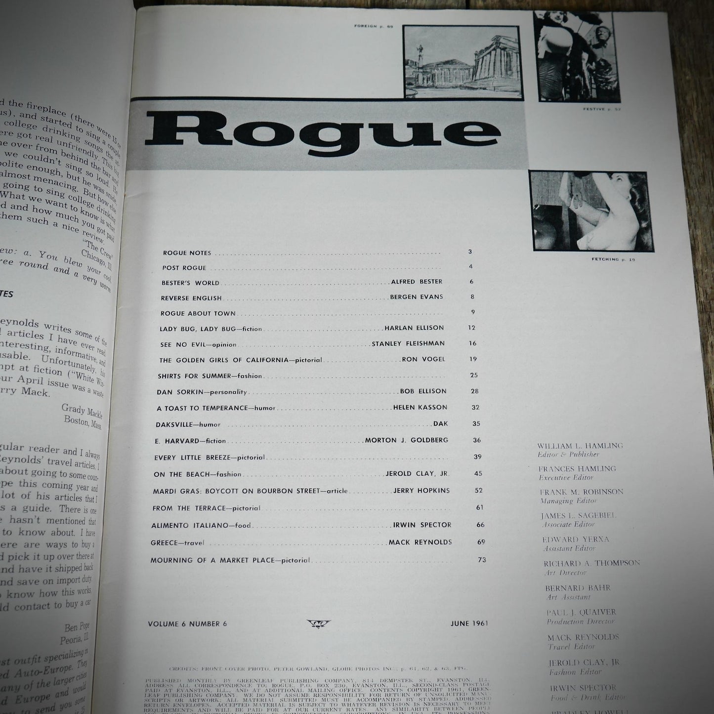 Back Issue Magazine, Rogue, Men's, U.S. Vintage Glamour/Pin-Up/Lifestyle, July 1961