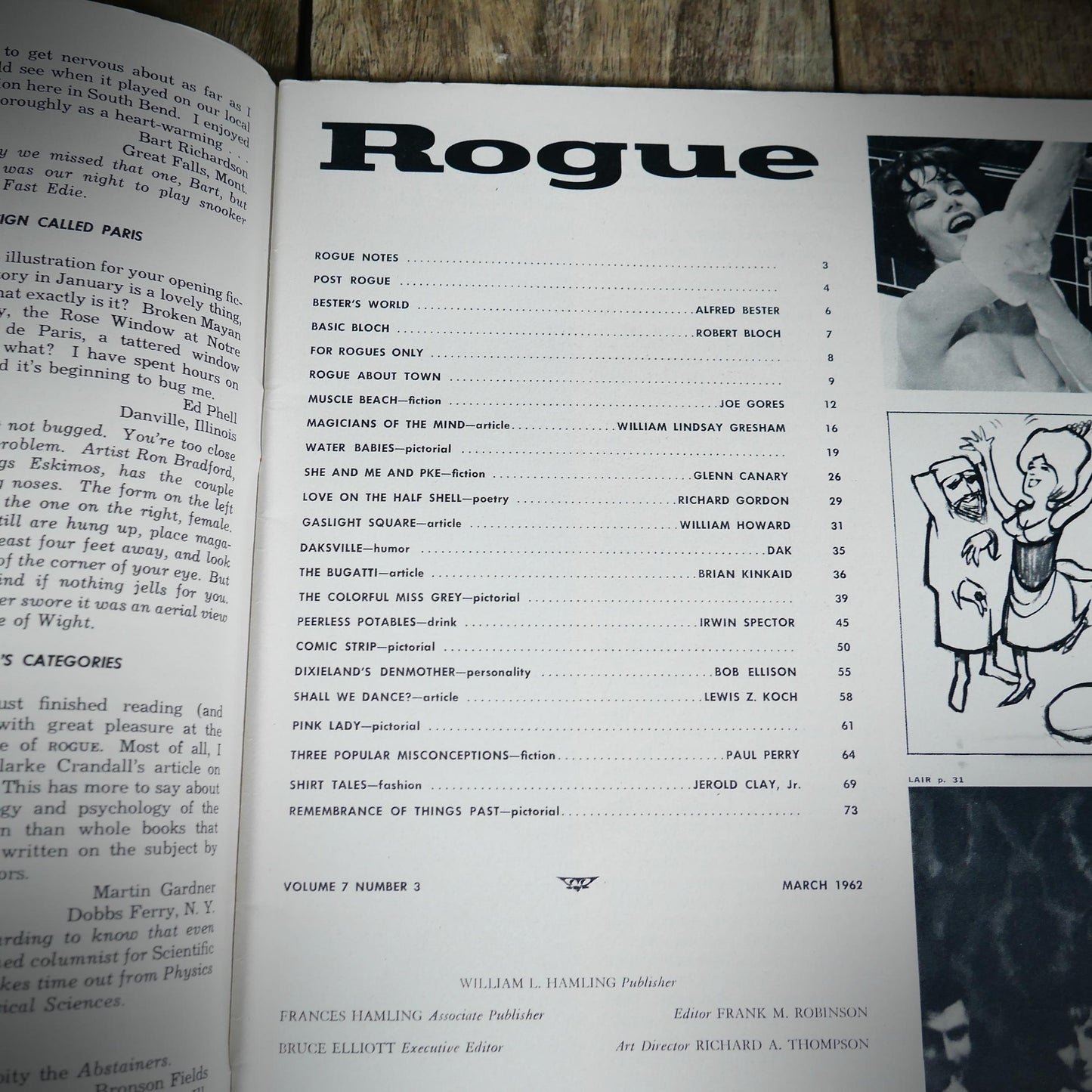 Back Issue Magazine, Rogue, Men's, U.S. Vintage Glamour/Pin-Up/Lifestyle, March 1962