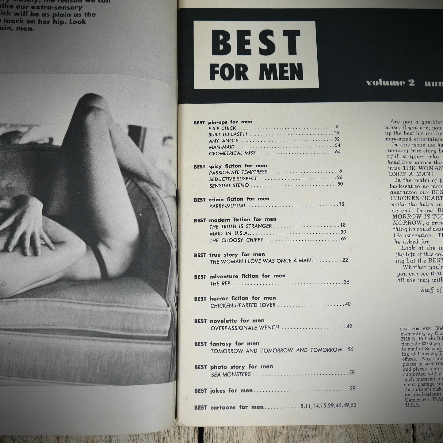 Back Issue Magazine, Best for Men, U.S. Vintage Glamour/Pin-Up/Stories, February 1963