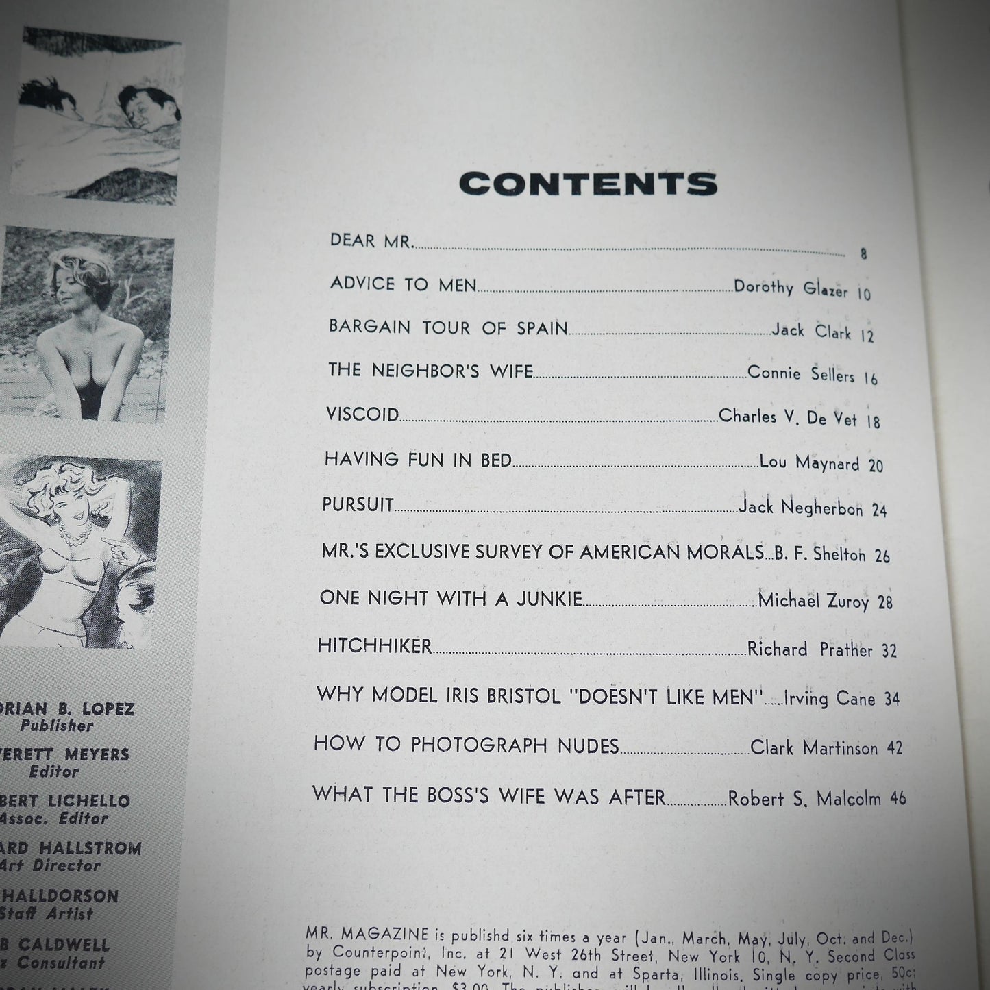 Back Issue Magazine, Mr, U.S. Men's Vintage Glamour/Pin-Up/Lifestyle, March 1962