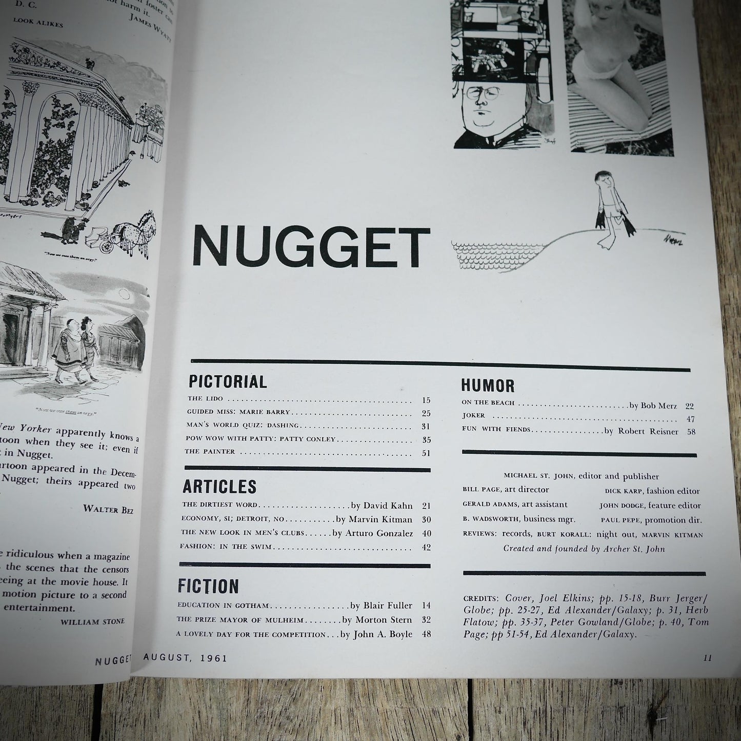 Back Issue Magazine, Nugget, U.S. Men's Vintage Glamour/Pin-Up/Lifestyle, August 1961