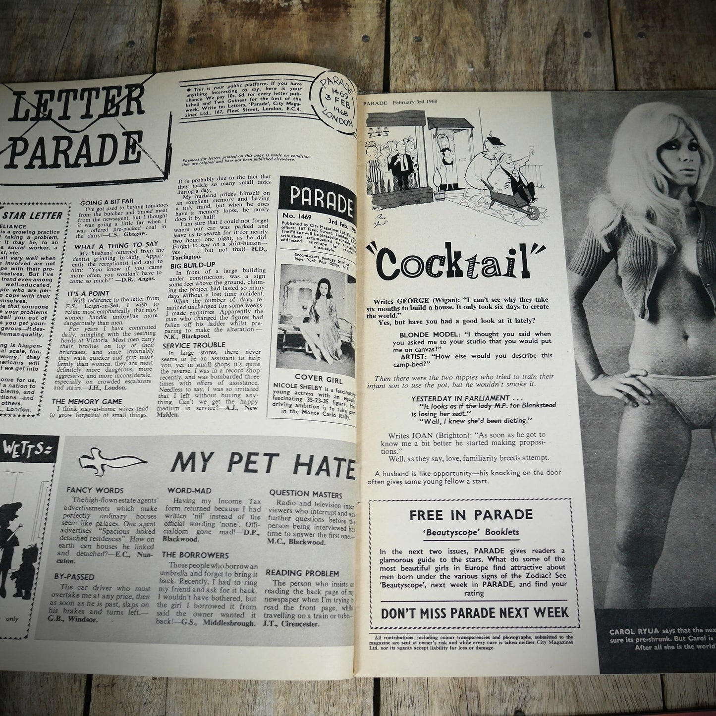 Back Issue Magazine, Parade #1469 February 3rd 1968, Pin Up Glamour Men's Mag
