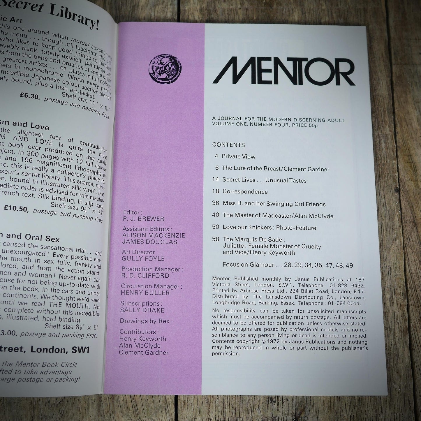 Vintage Back Issue UK Men's Pocket Magazine, Mentor Vol.1 #4, Leather/Lingerie/Fetish