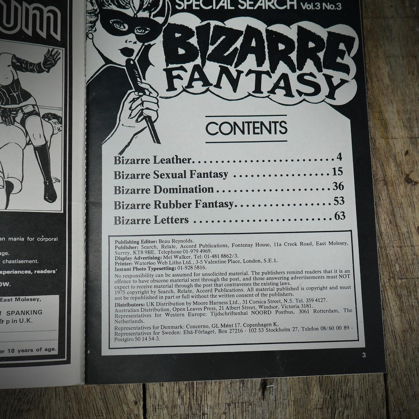 Vintage Back Issue UK Men's Pocket Magazine, Bizarre Fantasy Vol.3 #3, Leather/Lingerie/Fetish
