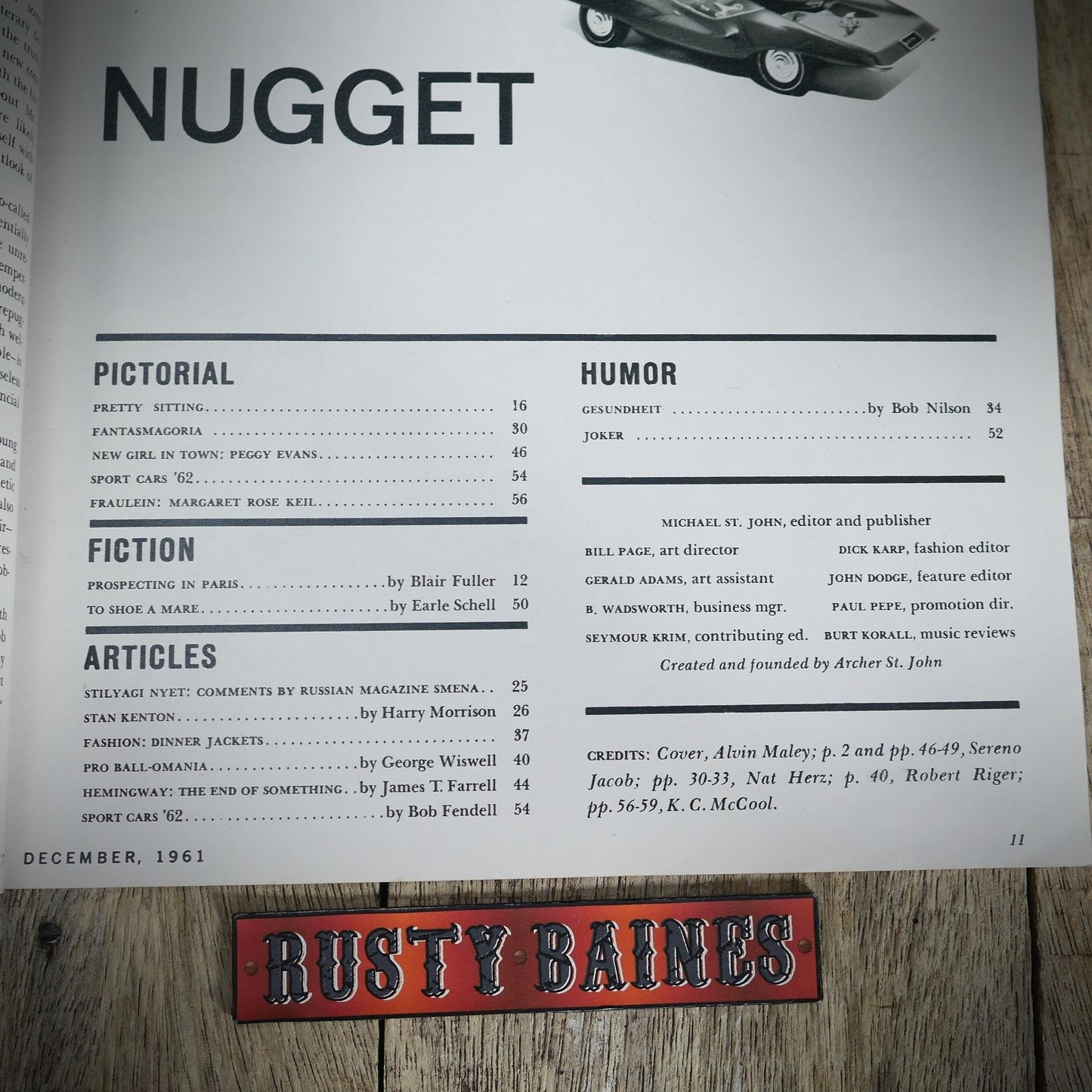 Vintage Back Issue U.S. Men's Magazine, Nugget December 1961, Glamour/Pin-Up