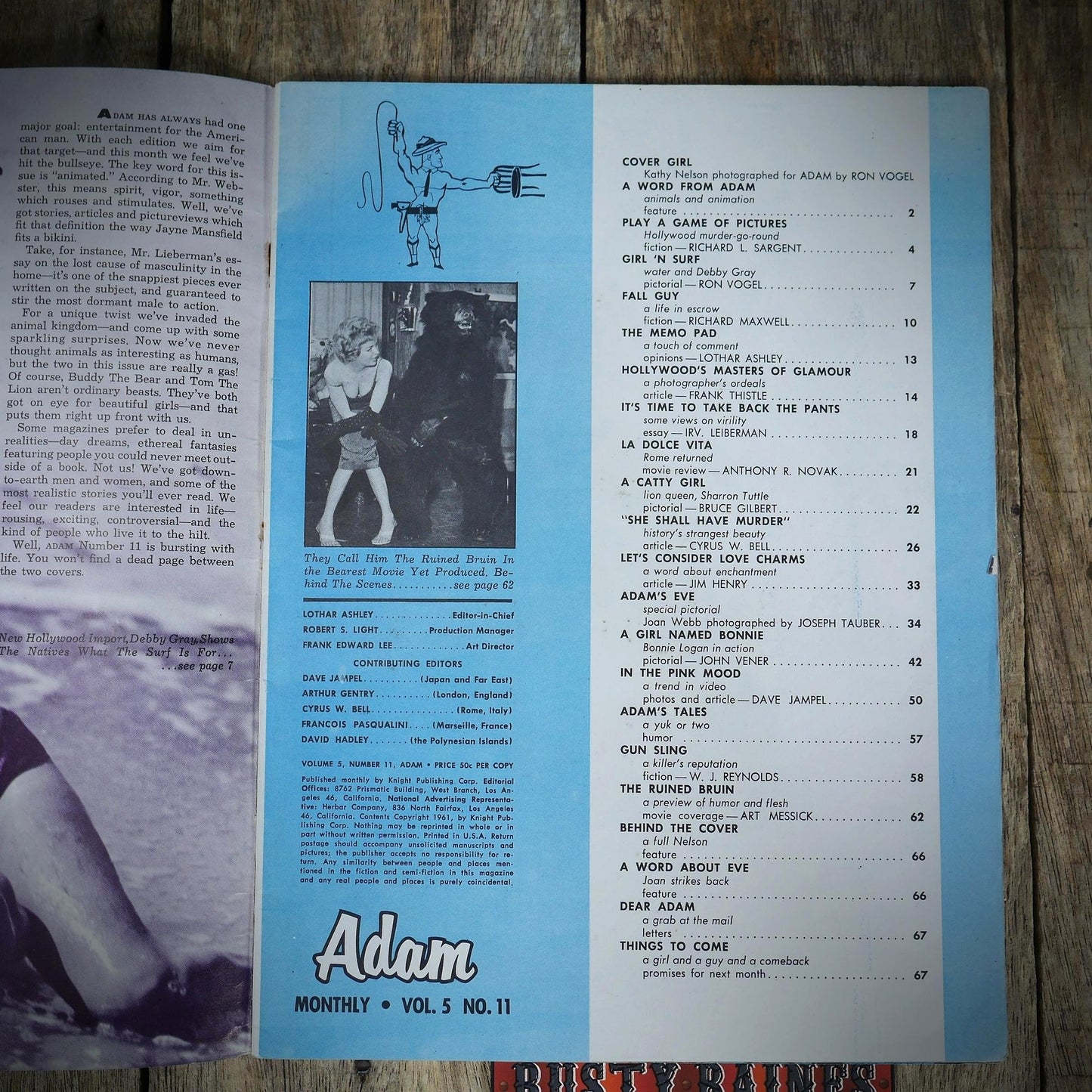 Vintage Back Issue U.S. Magazine, Adam International Vol.5 #11 1961, Men's Glamour Pin-Up Photography