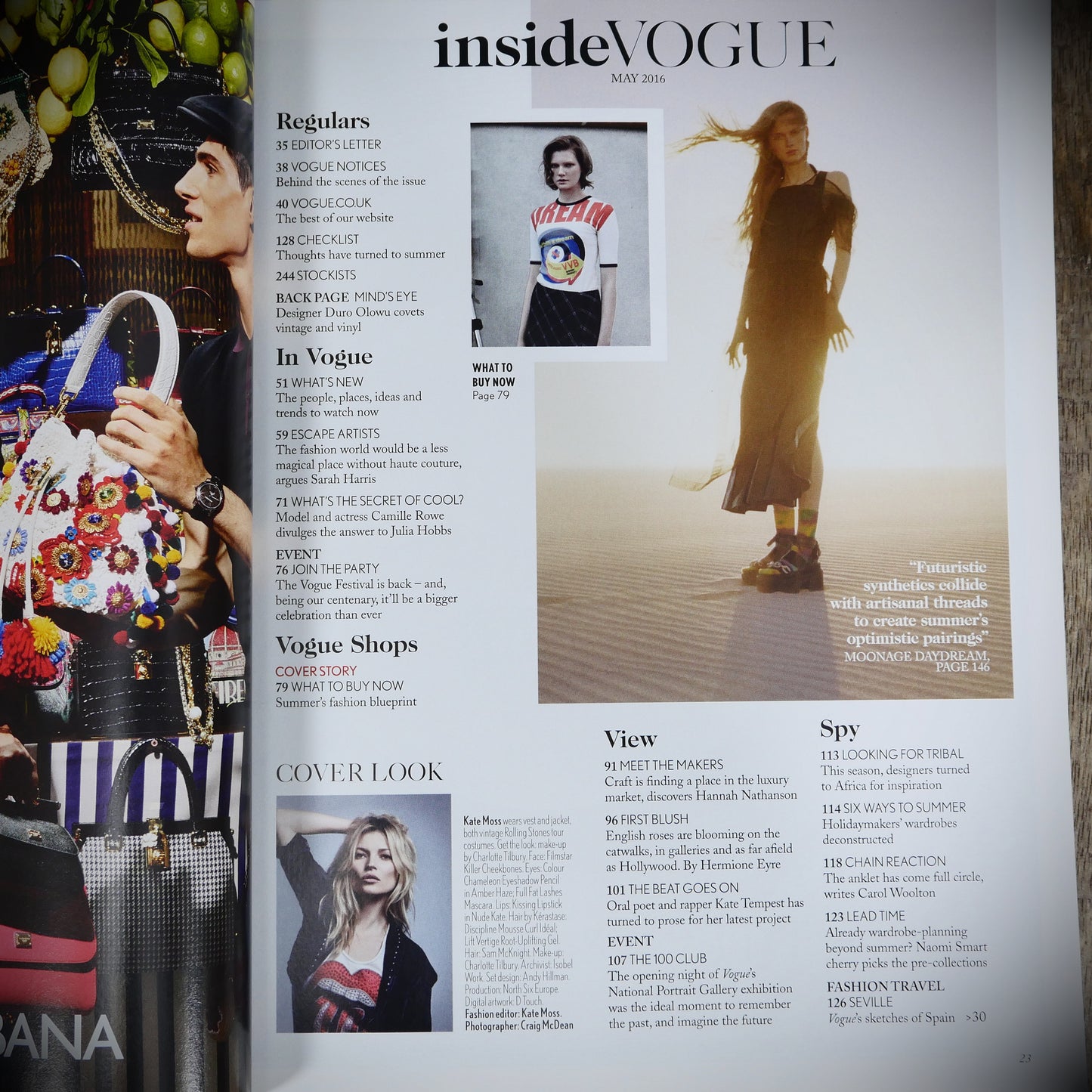Vogue Magazine UK Back Issue, May 2016 Kate Moss