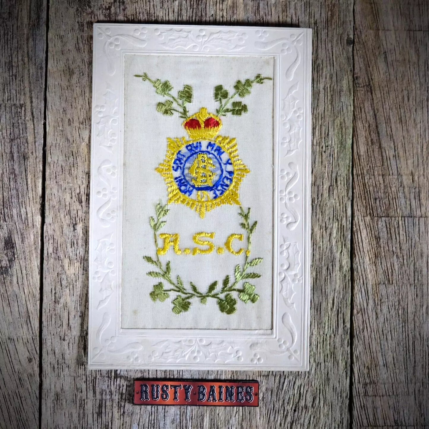 Postcard WW1 Embroidered Silk, Military, Army Service Corps