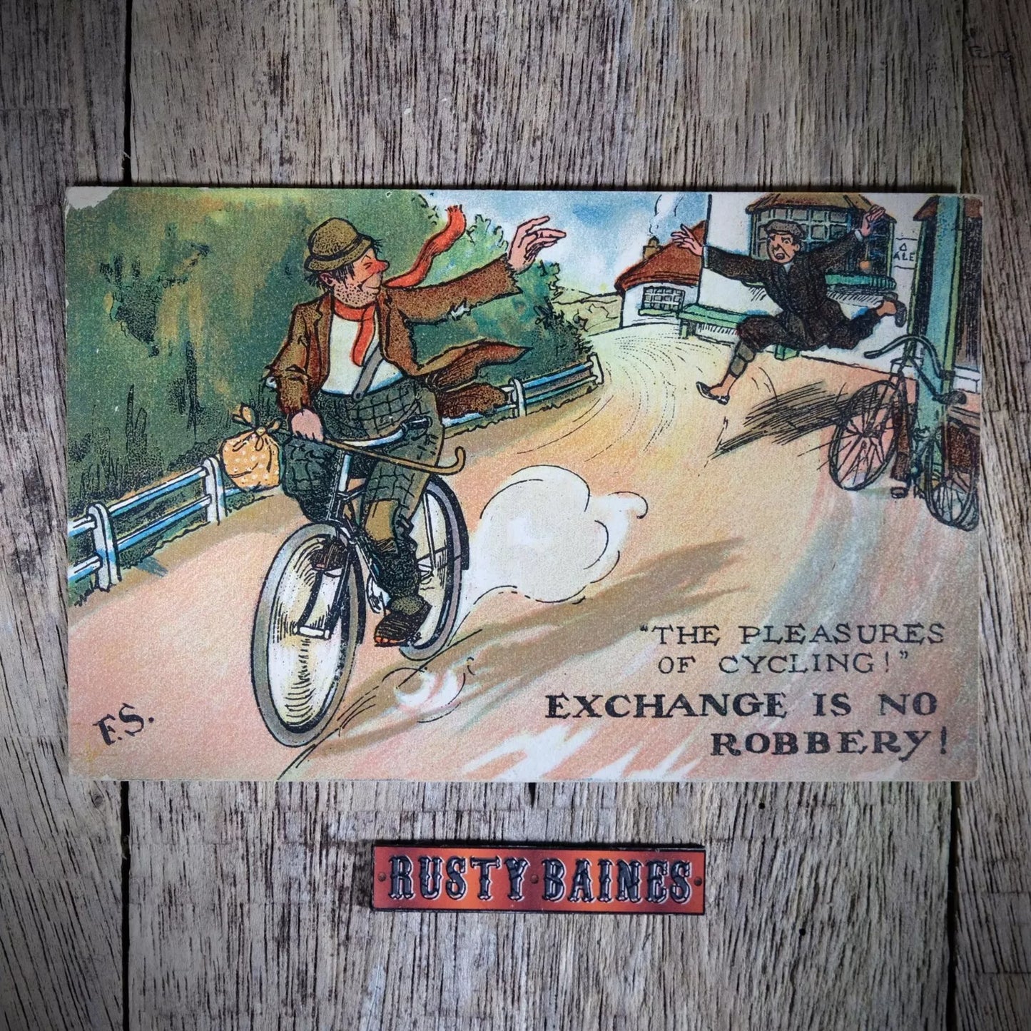 Postcard, Comic, London View Co, FS, Cycling Thief Robbery