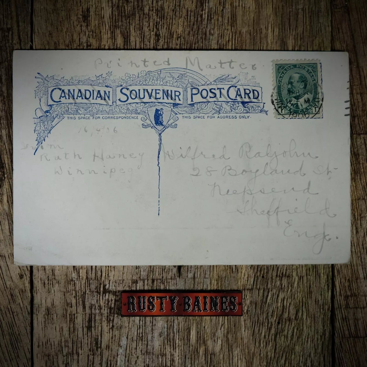 Postcard, Western Canada, Indian Family Moving Camp, Boat (postal mark)