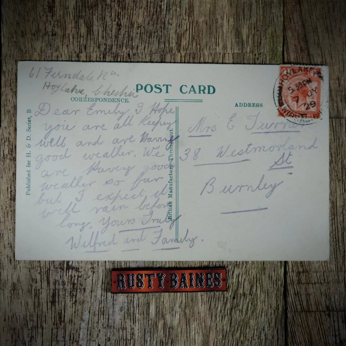 Postcard, Meols, Gardens and Parade 1929