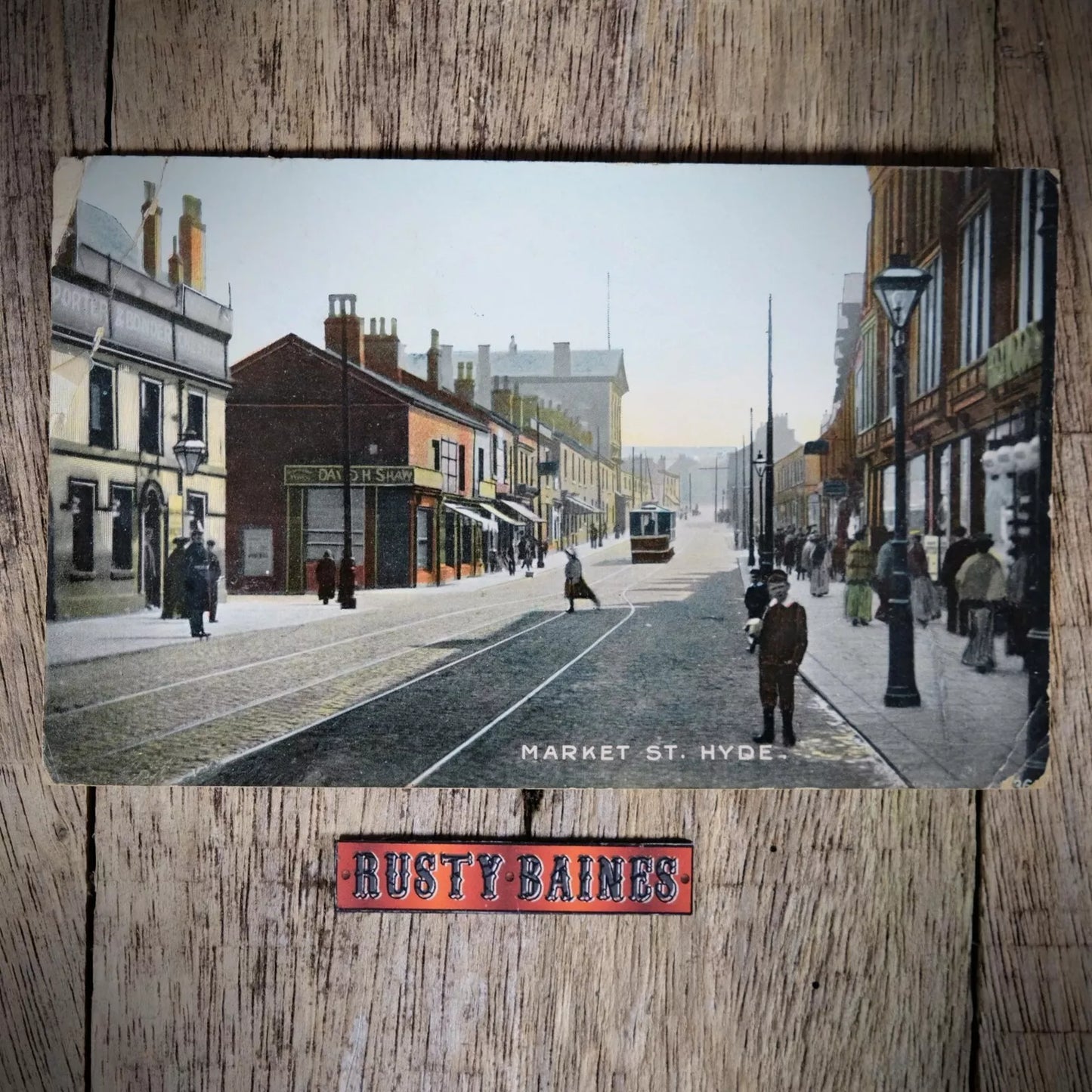 Postcard, Hyde Market Street Early 1900s Shops