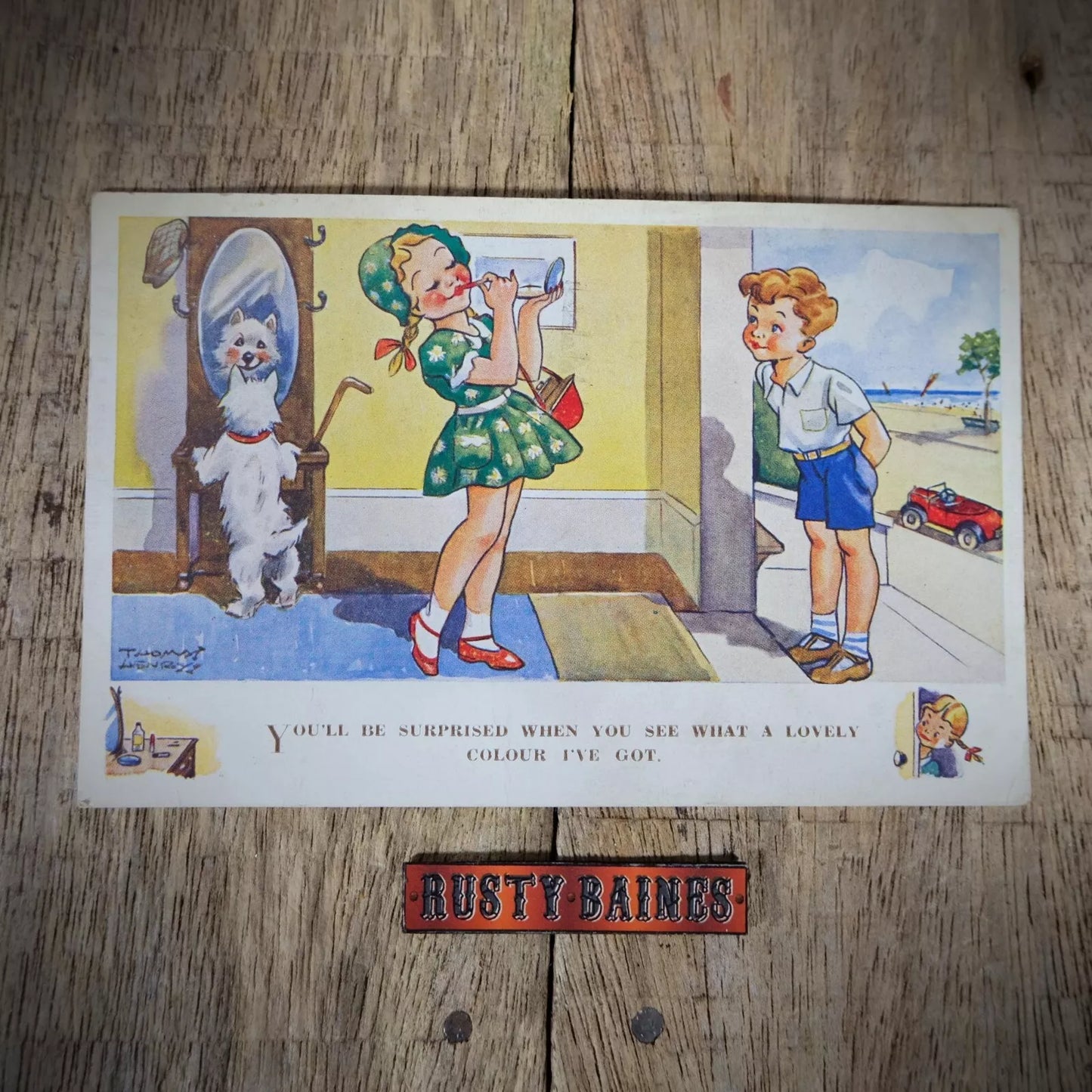 Postcard, Comic, Thomas Henry, Jack Jill & Jock, Make Up Beauty Girl