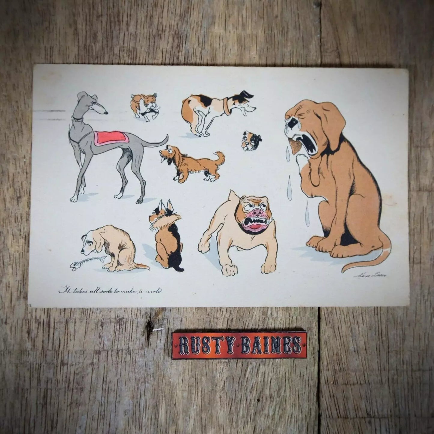 Vintage Postcard, for Dog Characters, Bulldog Etc