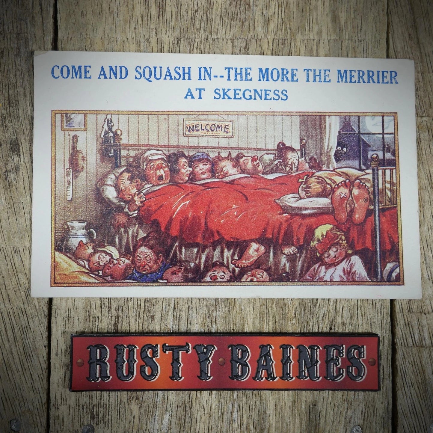 Postcard, Bamforth Comic, Squashed People Sharing Bed Skegness