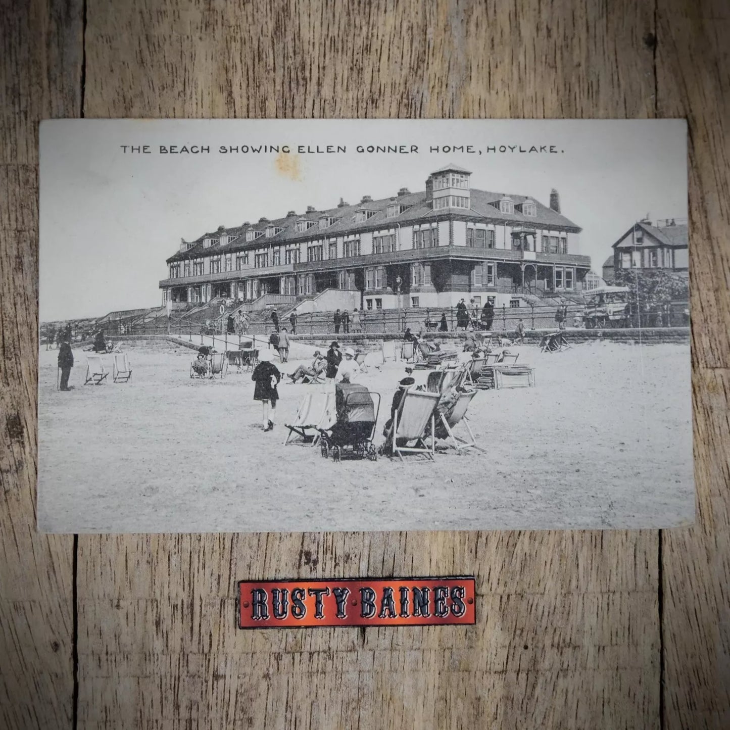 Postcard, Hoylake Beach, Wirral, Ellen Gonner Home, Printed